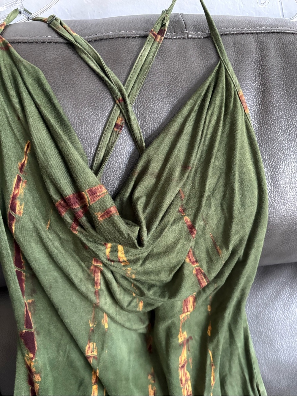 SHEIN Olive Green Dress with Rust and Gold Accents - Picture 2 of 6